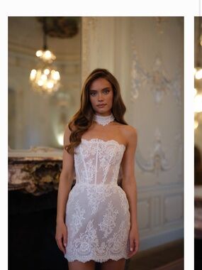 Rosie Etienne Stephanie Strapless White Lace Mini Dress with Choker- Brand New